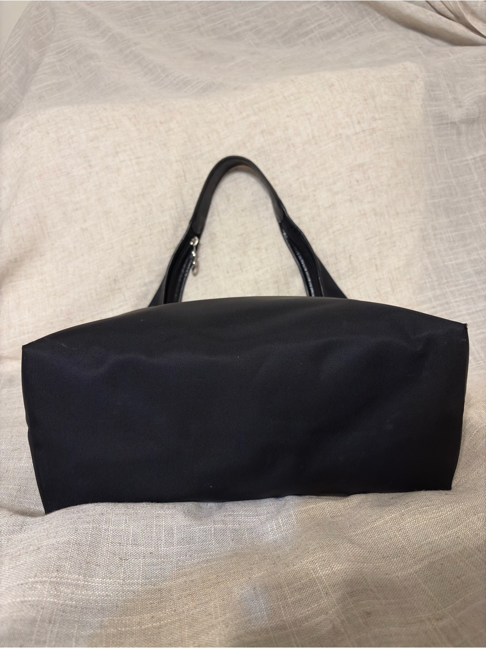 Longchamp Black Nylon Hobo Shoulder Bag Leather Trim Made in France - Picture 5 of 11